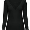 Triple Nine - Top cashmere with lace v neck - Black