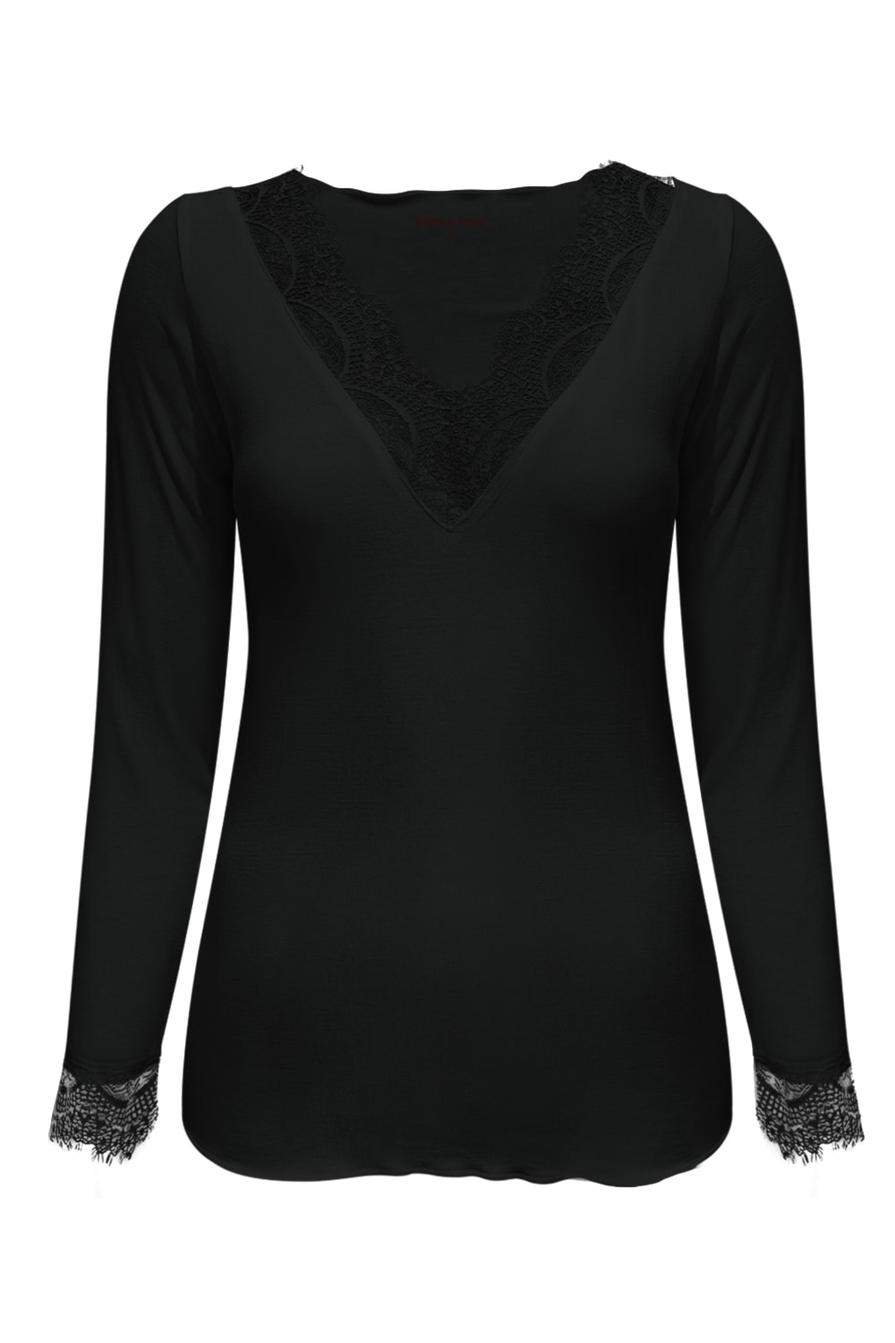 Triple Nine - Top cashmere with lace v neck - Black