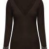 Triple Nine - Top cashmere with lace v neck - D.Brown