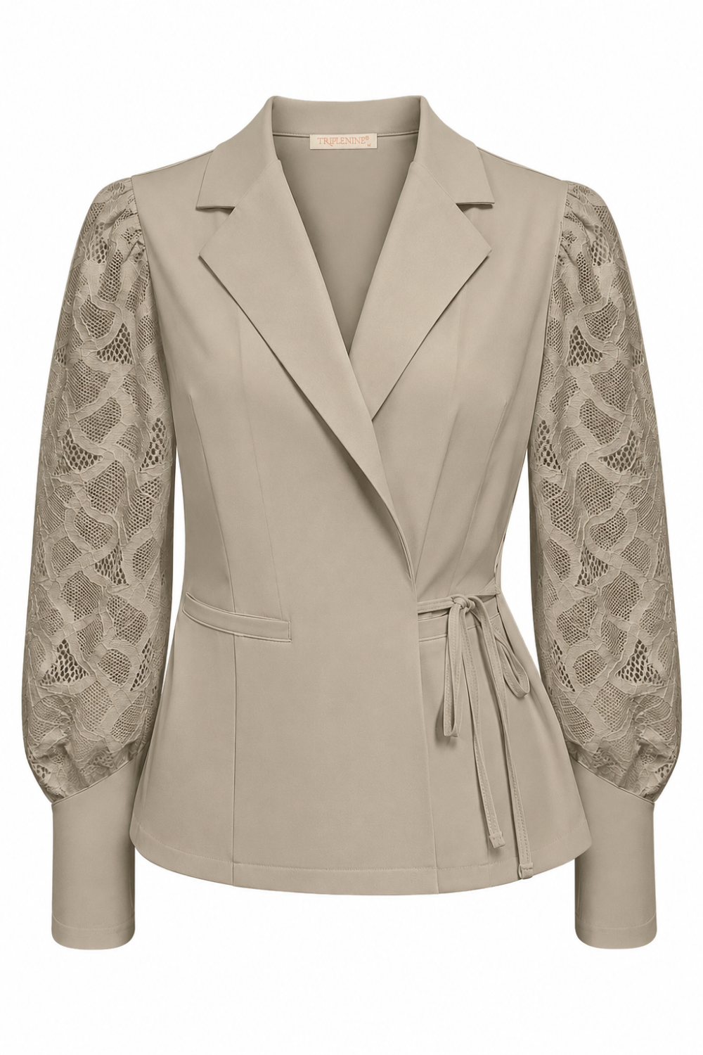 Triple Nine - Blazer cross body lace sleeves - Beige