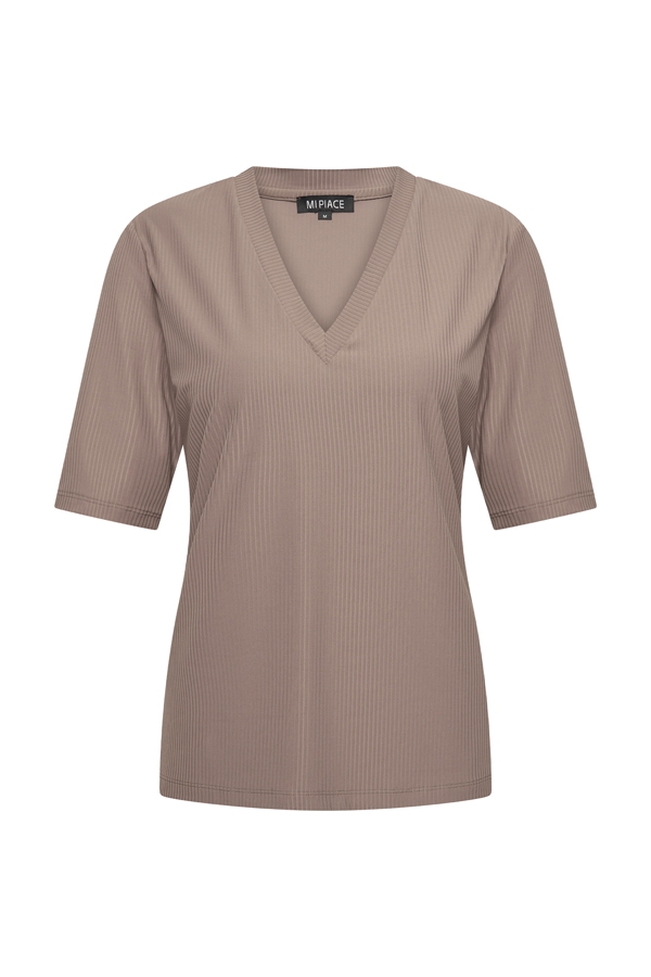 Mi Piace - Shirt V Neck Ribbed - Falcon