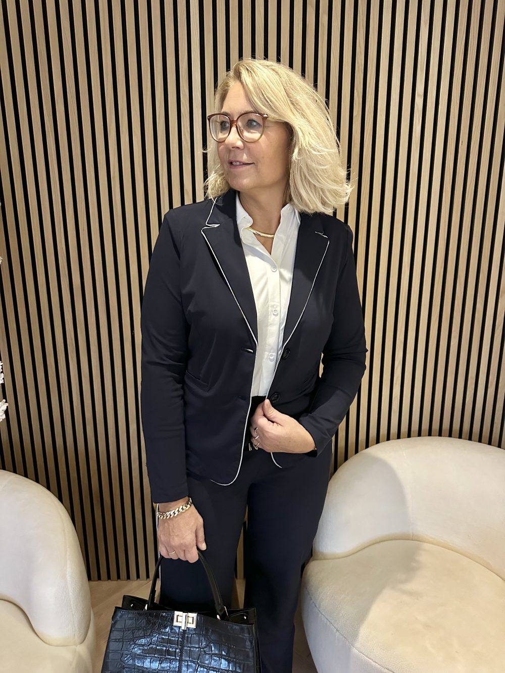 Mi Piace - Blazer Silver Piping - Dark Blue