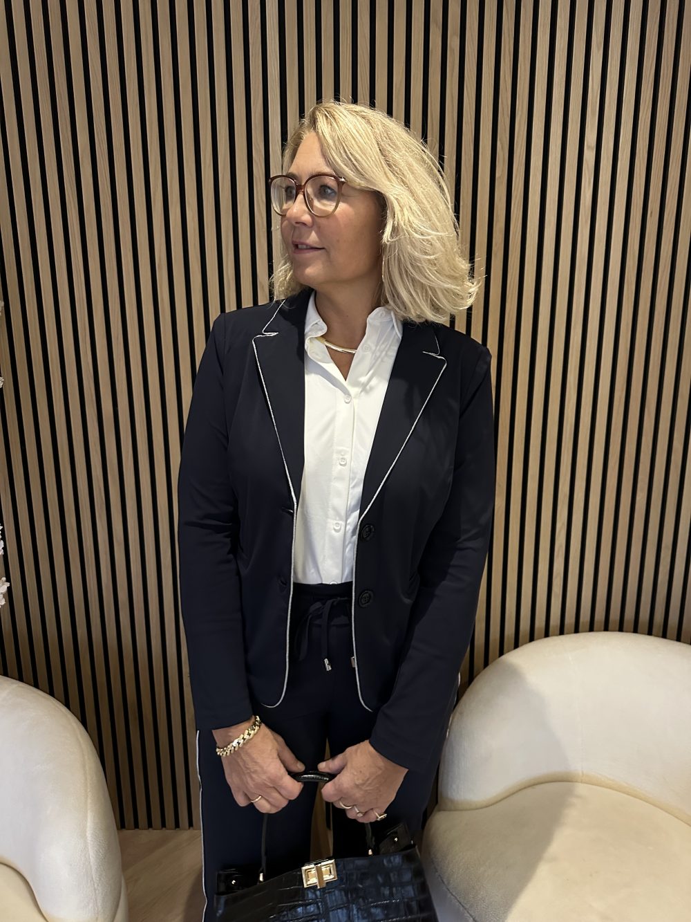 Mi Piace - Blazer Silver Piping - Dark Blue