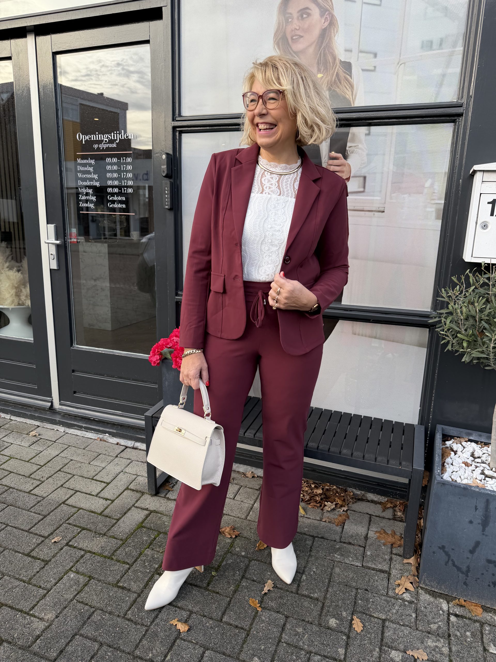 Mi Piace - Trousers Straight 089 Bonded - Burgundy