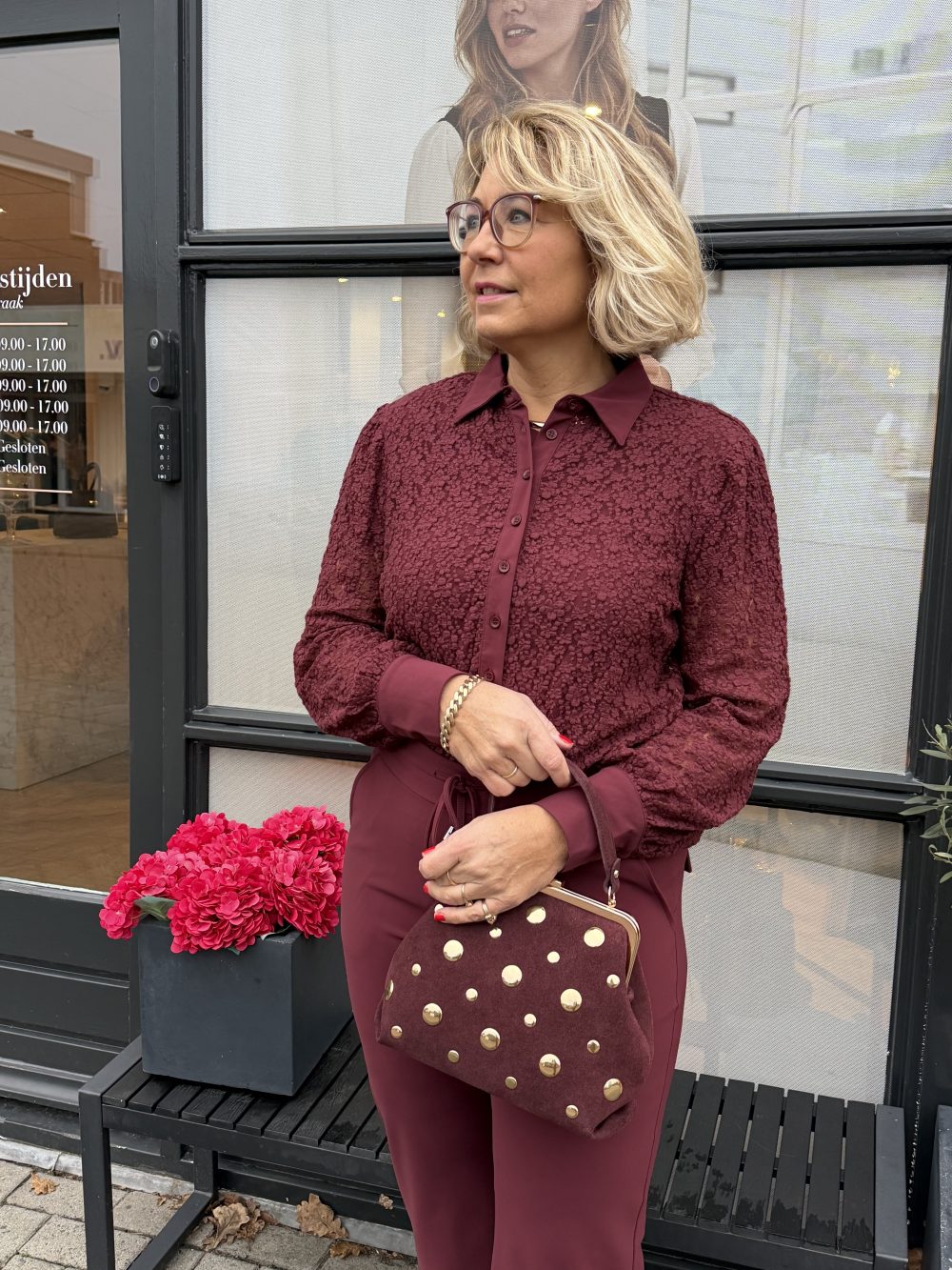 Mi Piace - Blouse Lace - Burgundy