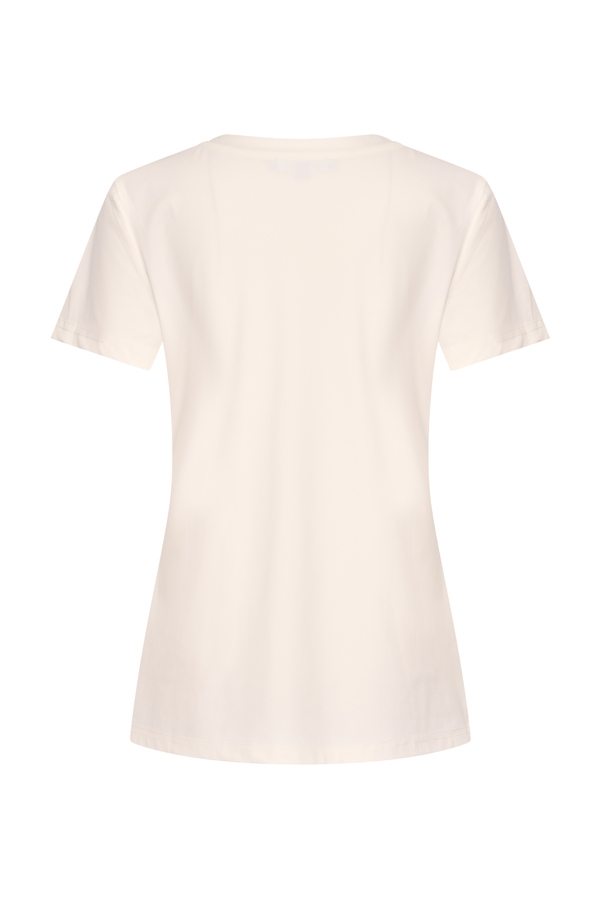 Mi Piace - T shirt V Hals Korte Mouw - Off White