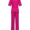 Triple Nine - Jumpsuit short sleeves v neck with zip - Fuchsia