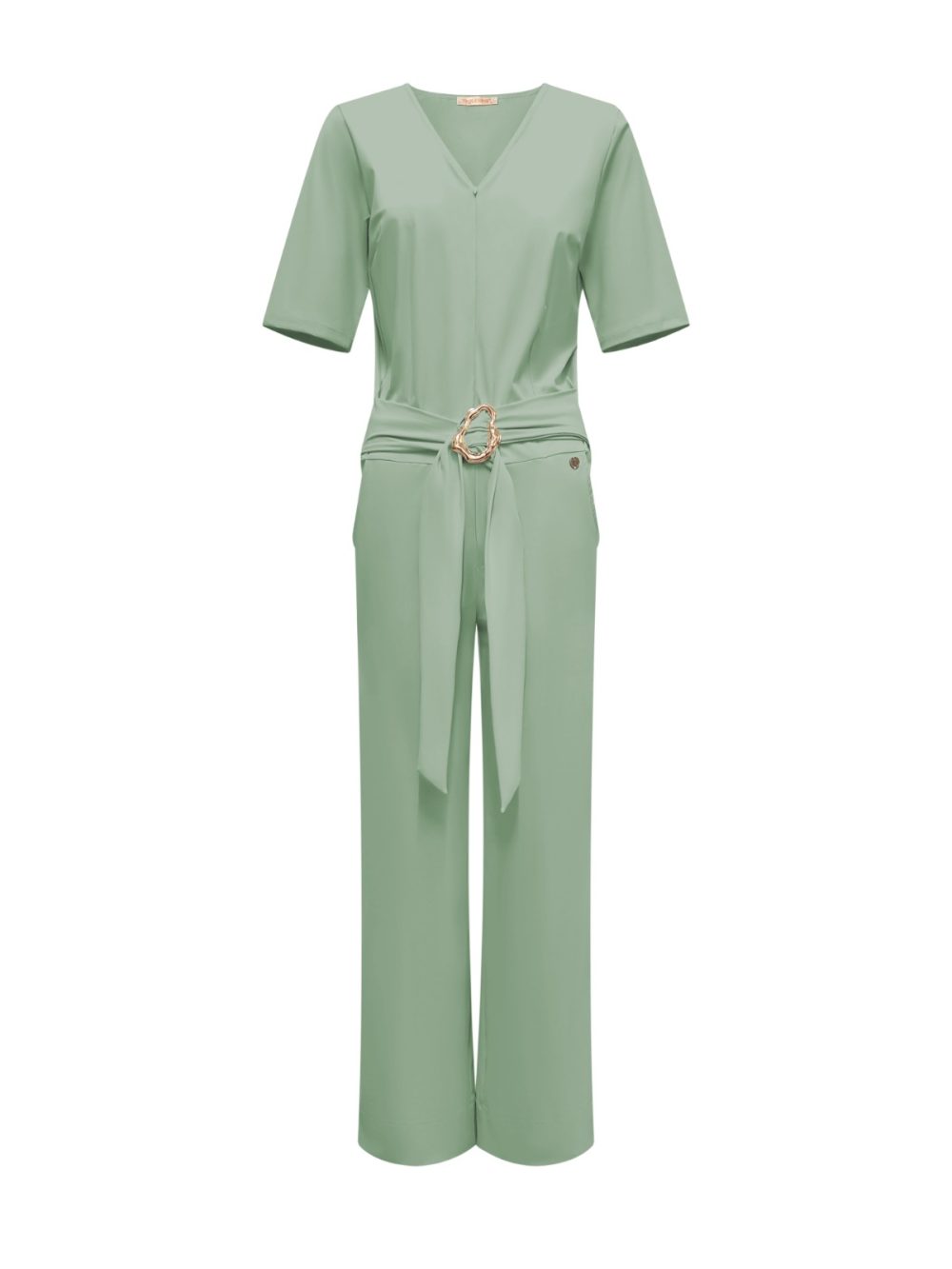 Triple Nine - Jumpsuit short sleeves v neck with zip - Sage Green