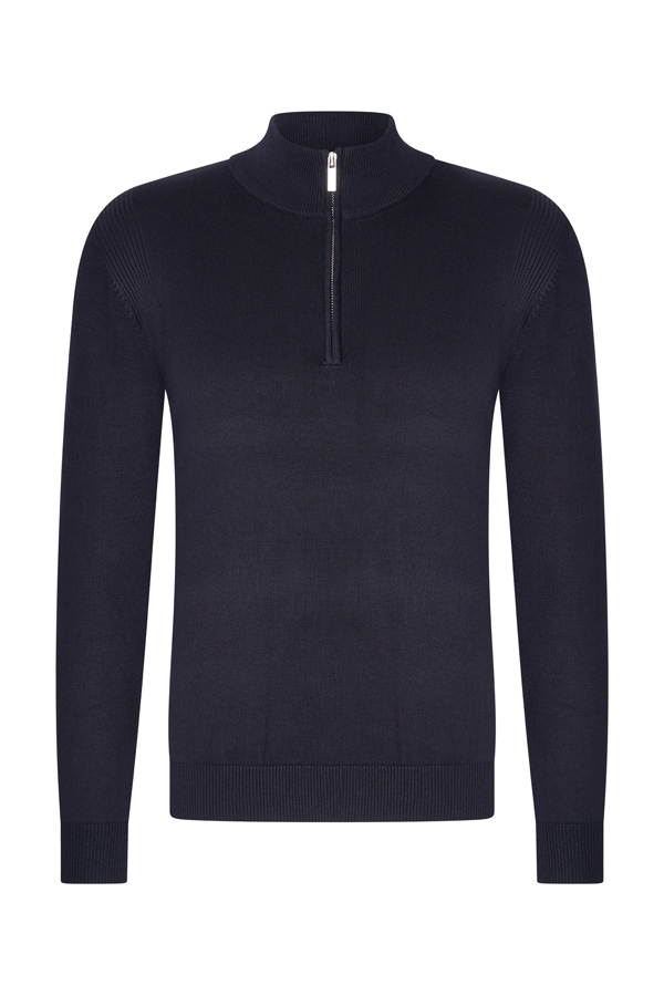Mi Piace Heren - Men Pullover Zip - Dark Blue