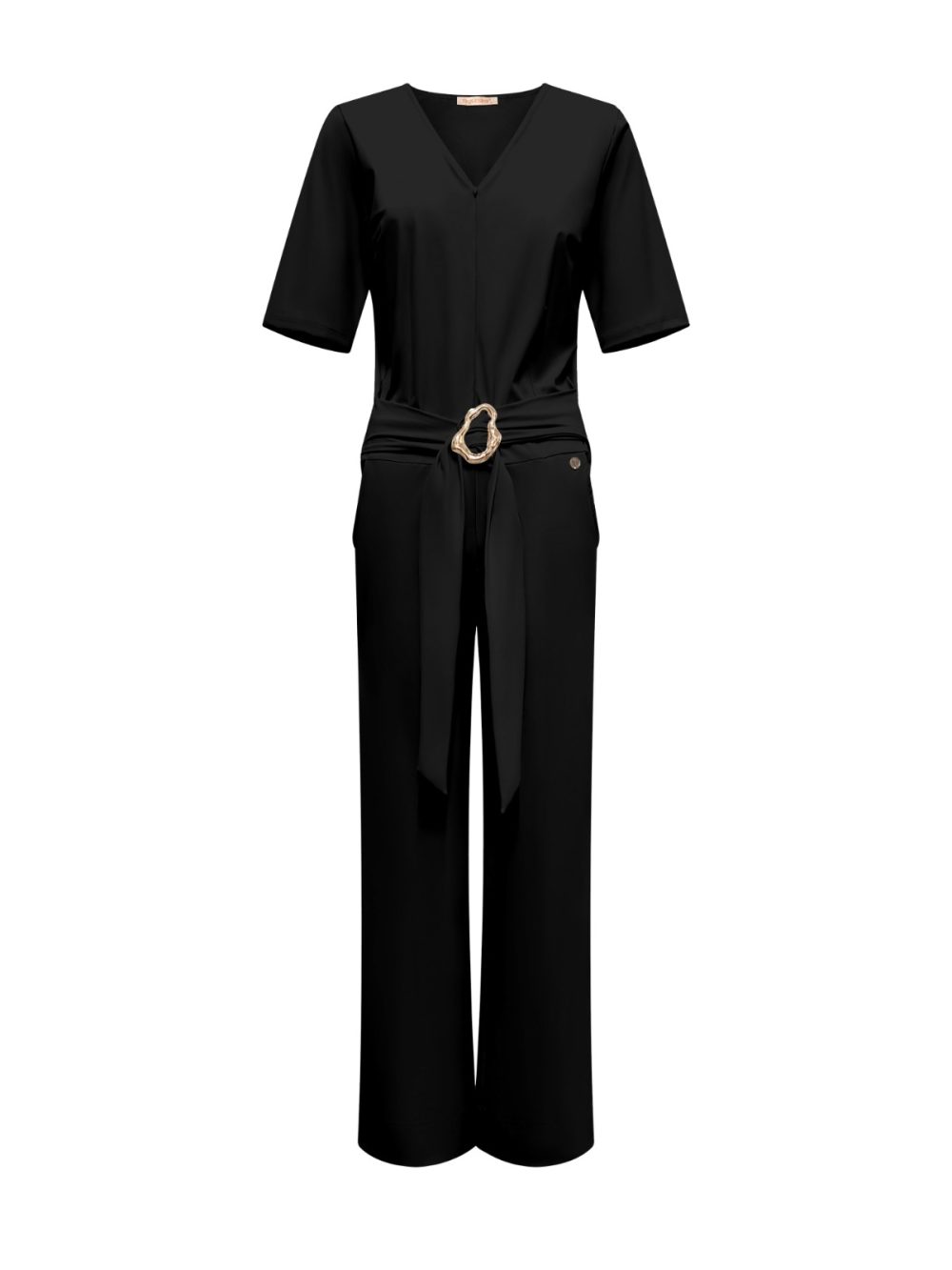 Triple Nine - Jumpsuit short sleeves v neck with zip - Black