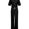 Triple Nine - Jumpsuit short sleeves v neck with zip - Black