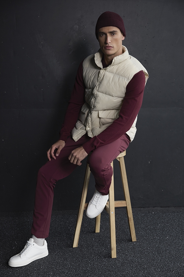 Mi Piace Heren - Men Cotton Shirt Long Sleeves - Burgundy