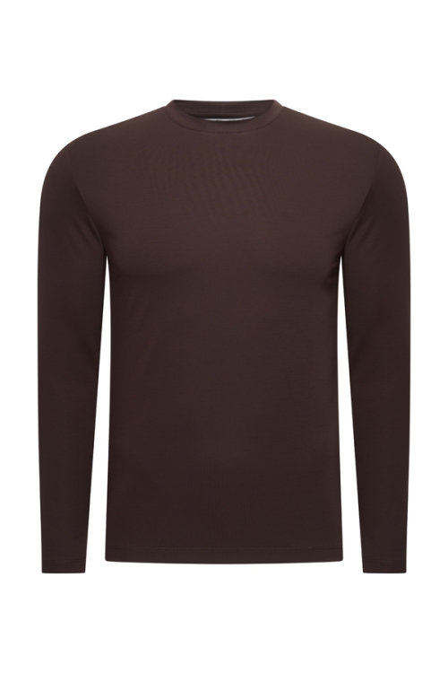 Mi Piace Heren - Men Cotton Shirt Long Sleeves - Espresso