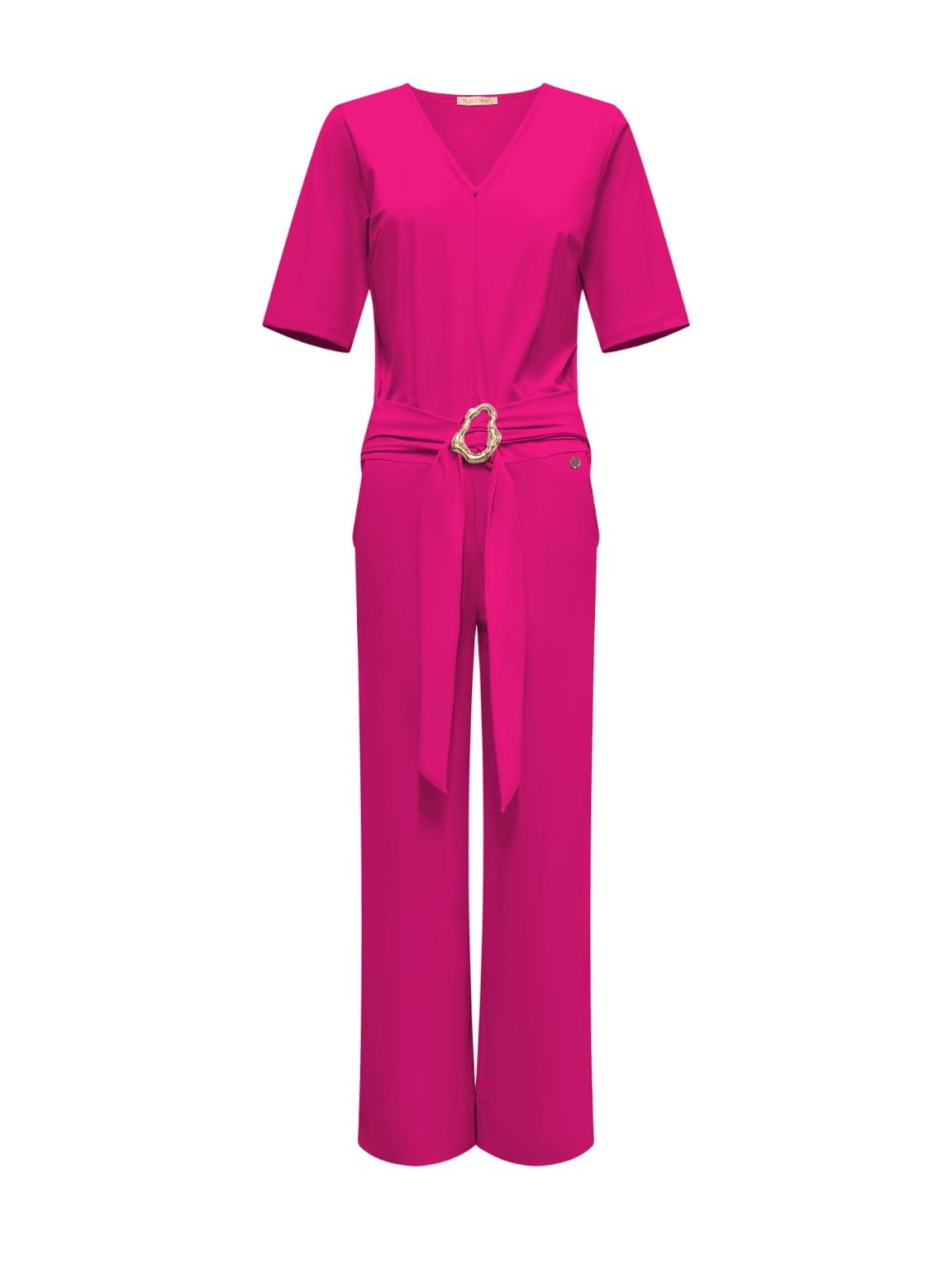 Triple Nine - Jumpsuit short sleeves v neck with zip - Fuchsia