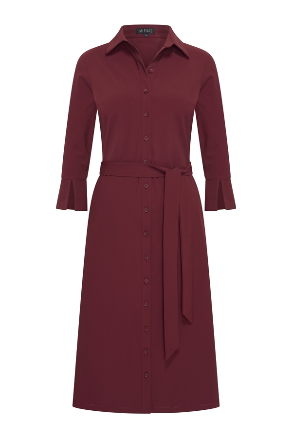 Mi Piace - Jurk 3/4 Mouw recht - Burgundy