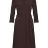 Mi Piace - Jurk 3/4 Mouw recht - Espresso