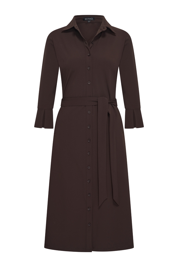 Mi Piace - Jurk 3/4 Mouw recht - Espresso