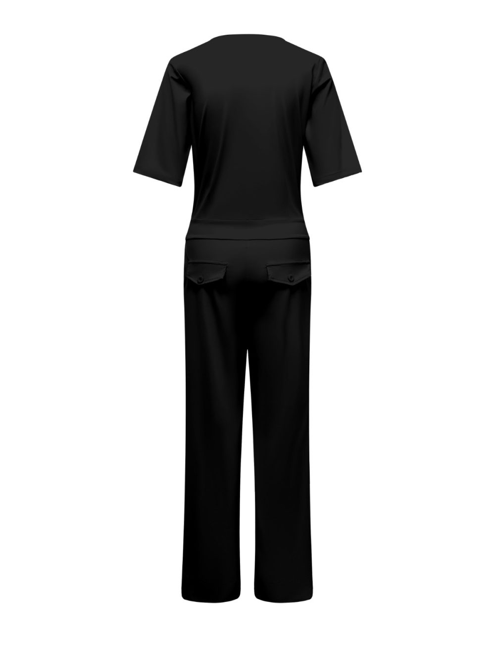 Triple Nine - Jumpsuit short sleeves v neck with zip - Black