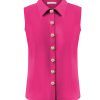 Triple Nine - Blouse cut sleeves with gold buttons - Fuchsia
