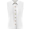 Triple Nine - Blouse cut sleeves with gold buttons - White