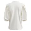 Triple Nine - Blouse with round laces short sleeves - White