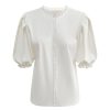 Triple Nine - Blouse with round laces short sleeves - White