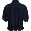 Triple Nine - Blouse with 1 gold button and elastiek - Navy