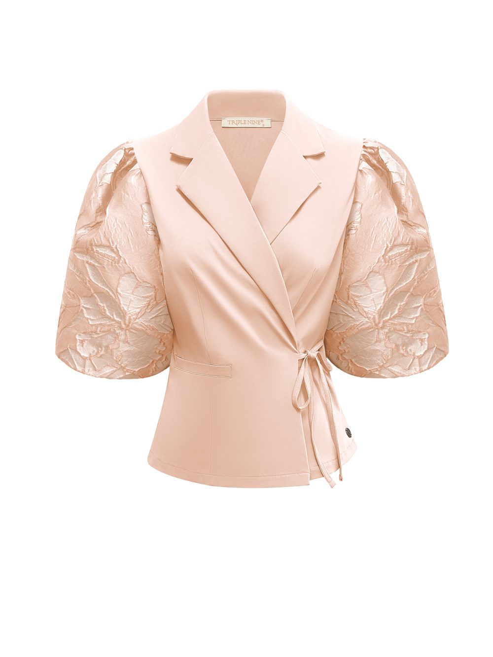 Triple Nine - Blazer short sleeves cross body with satin fabric - Powder pink