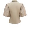 Triple Nine - Blazer short sleeves cross body with satin fabric - Beige