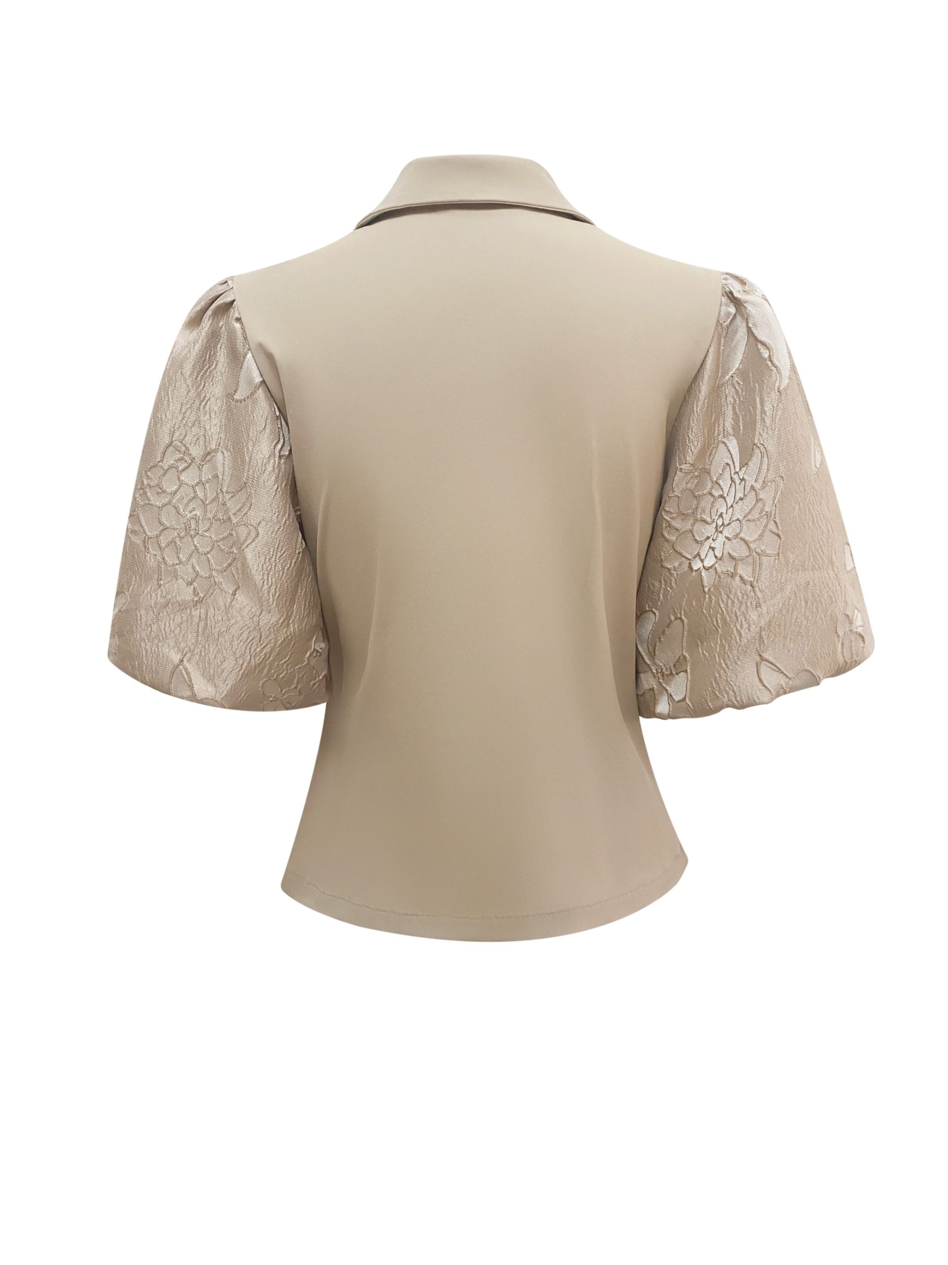 Triple Nine - Blazer short sleeves cross body with satin fabric - Beige