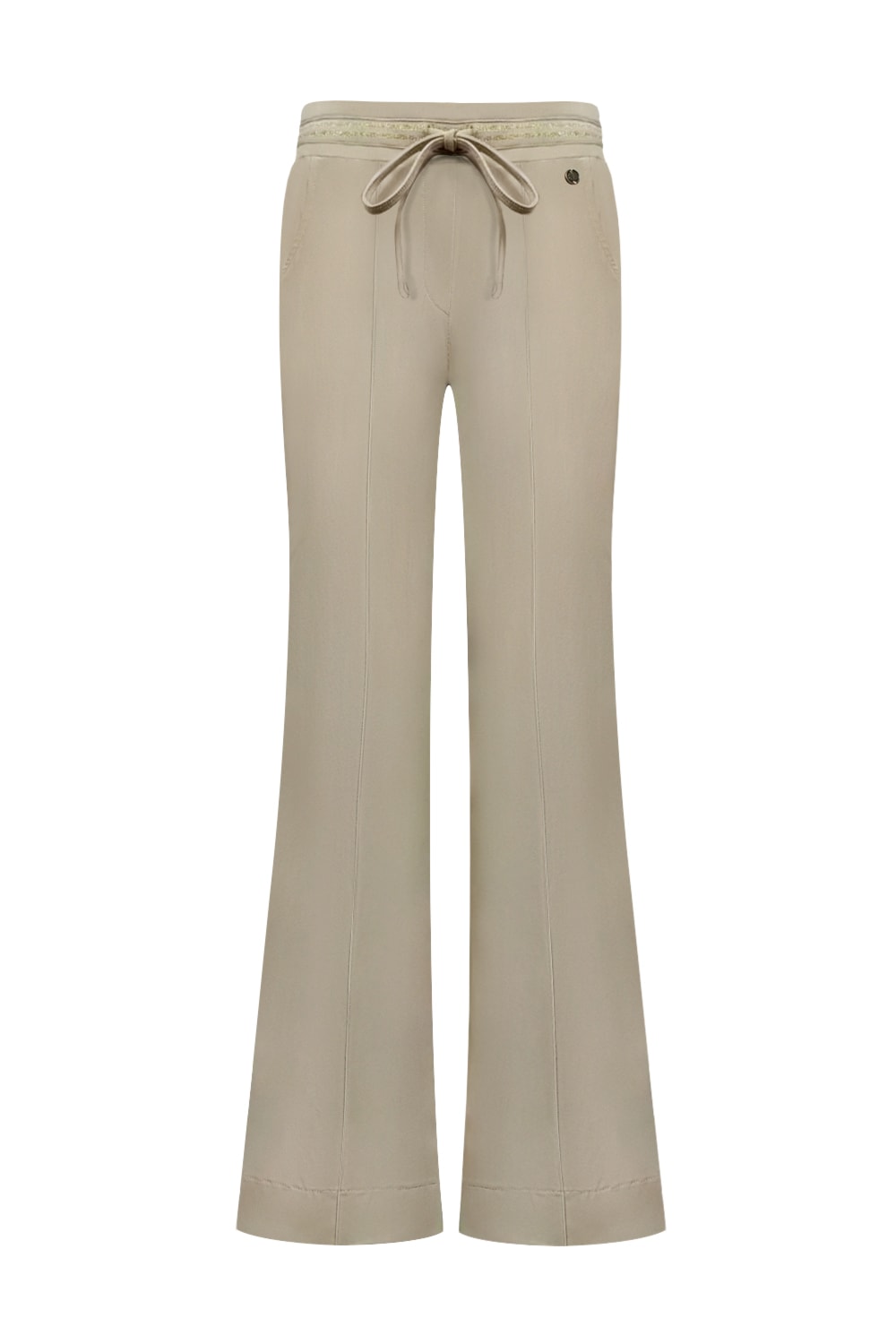 Triple Nine - Pant flared with gold rib belt - Beige