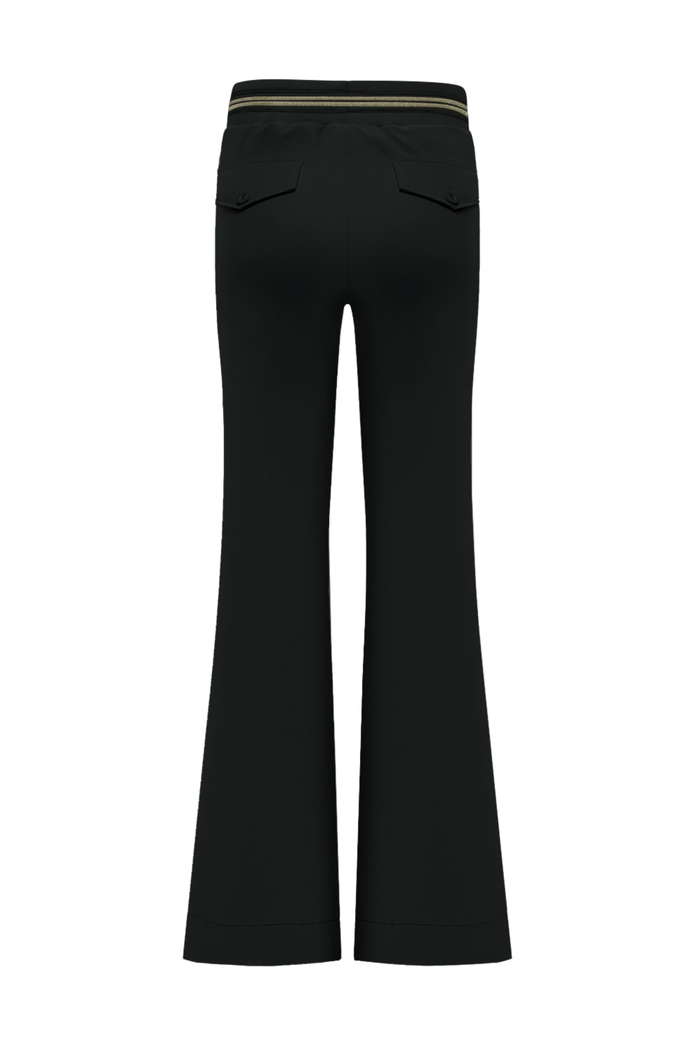 Triple Nine - Pant flared with gold rib belt - Black