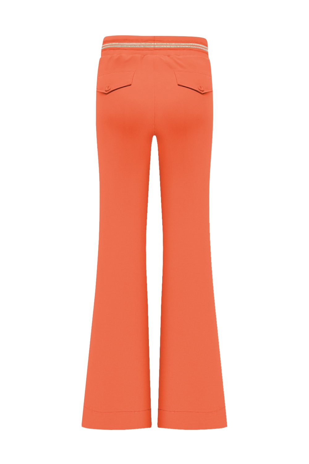 Triple Nine - Pant flared with gold rib belt - Coral