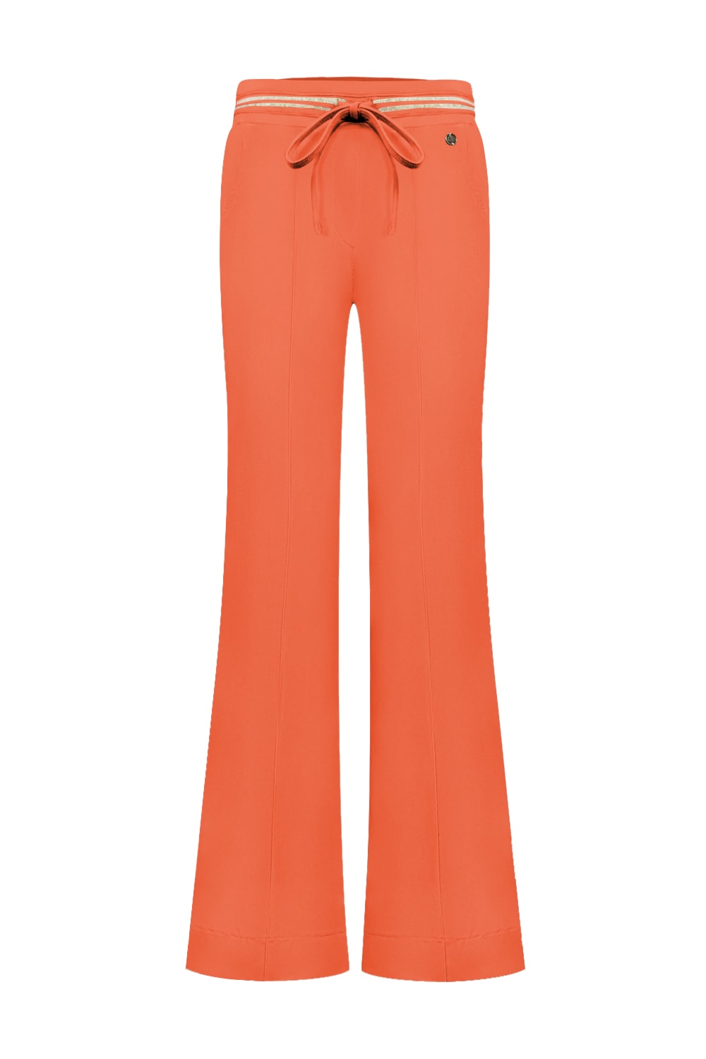 Triple Nine - Pant flared with gold rib belt - Coral