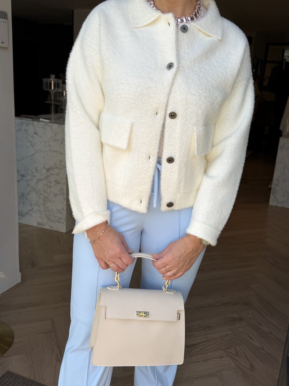 Triple Nine - Jacket fluffy with pockets - Creme