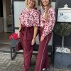Lady Day - Steph Trousers - Burgundy & Lady Day - Gem Blouse - Morgan print & Lady Day - Aston Top - Morgan print