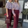 Lady Day - Gem Blouse - Burgundy/Simple white & Lady Day - Amie Top - Burgundy/Simple while