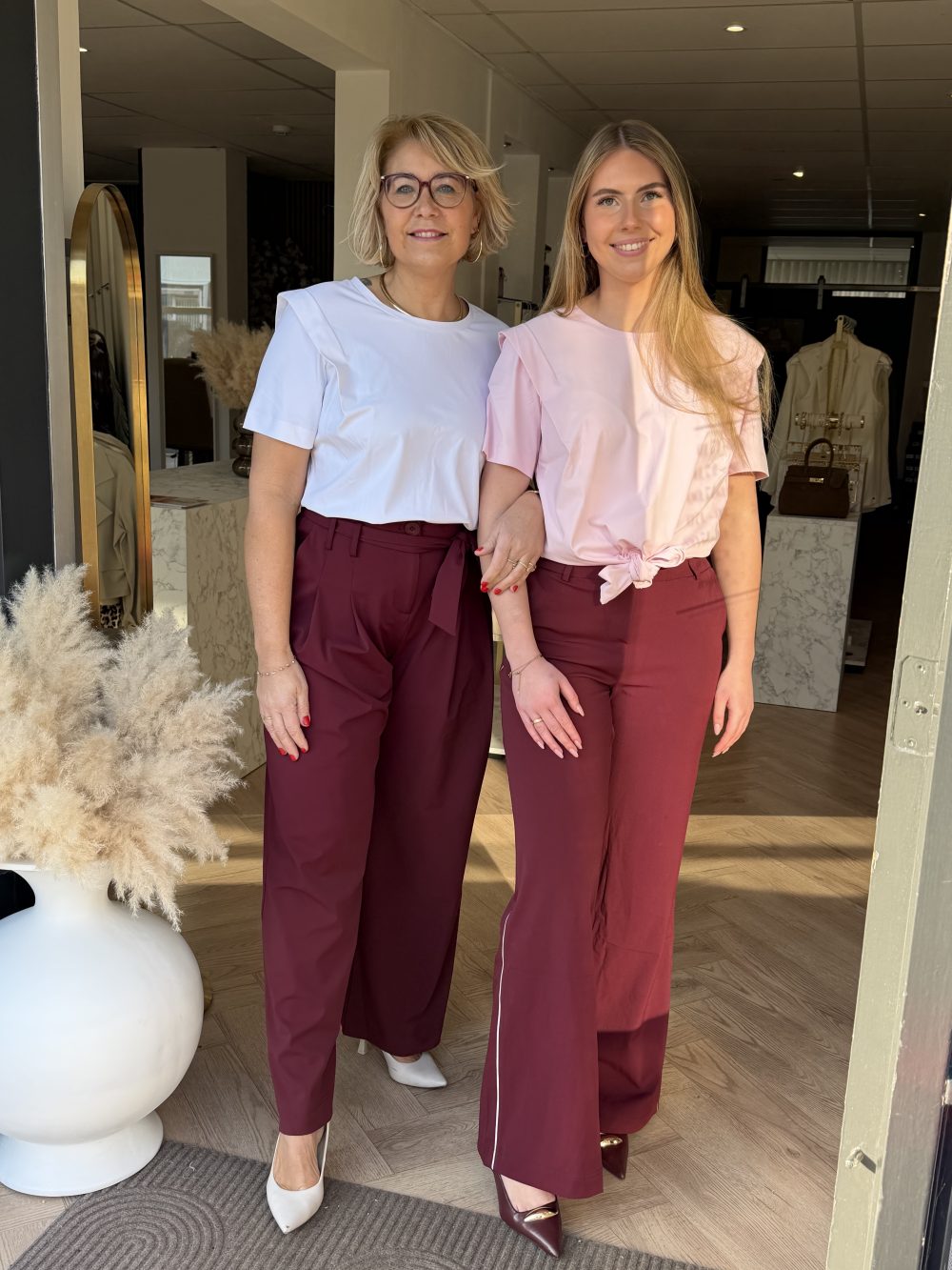 Lady Day - Steph Trousers - Burgundy & Lady Day - Harriet Top - Simple white