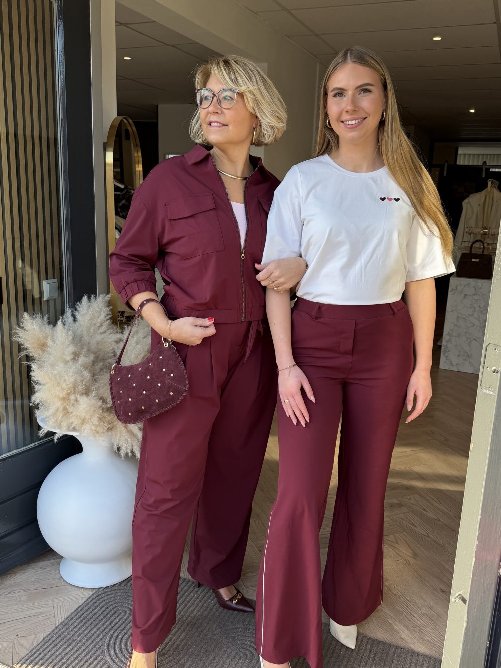 Lady Day - Bobby Jacket - Burgundy & Lady Day - Shelby Top - Simple white