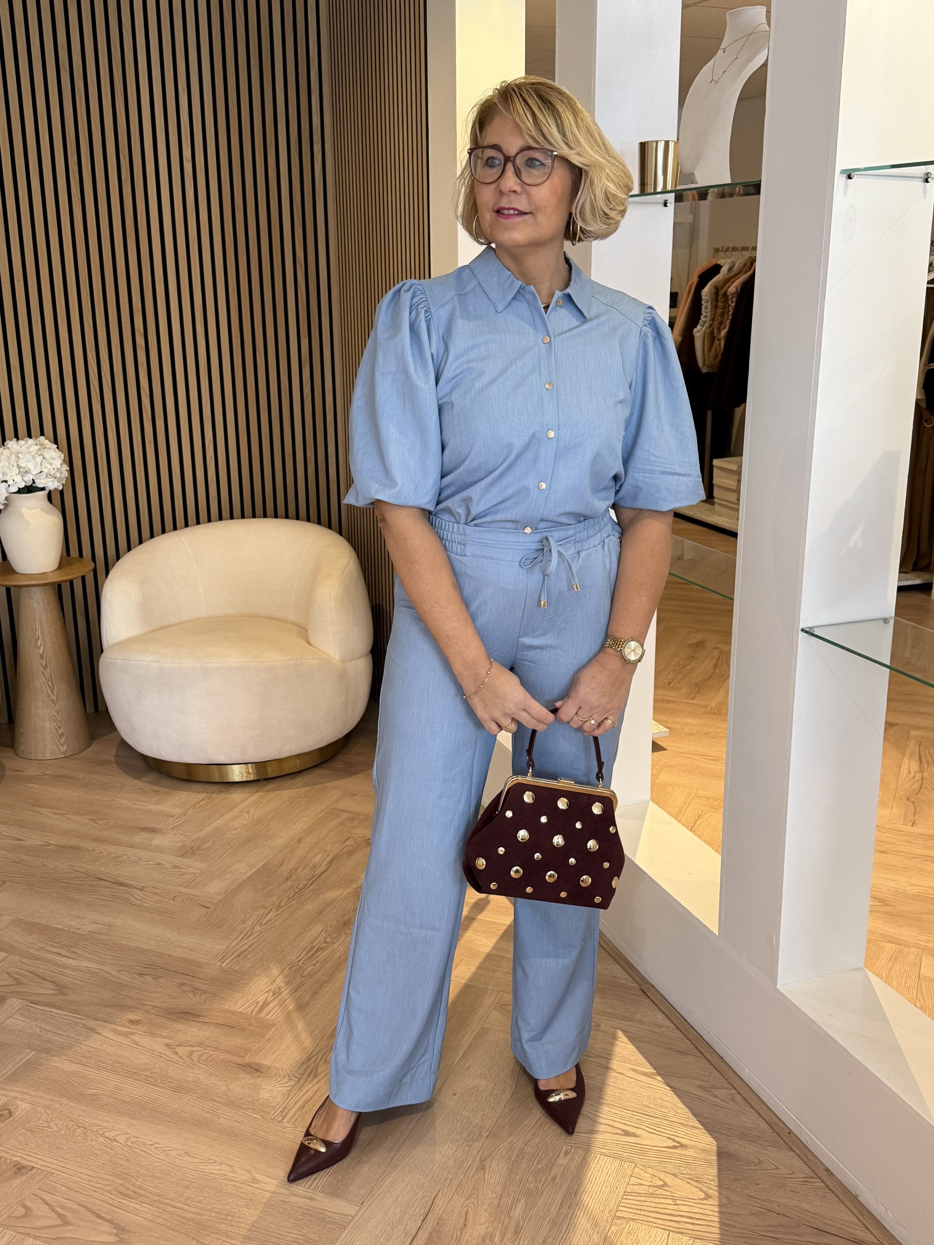 Kimara - Belle Blouse - Light Blue Denim