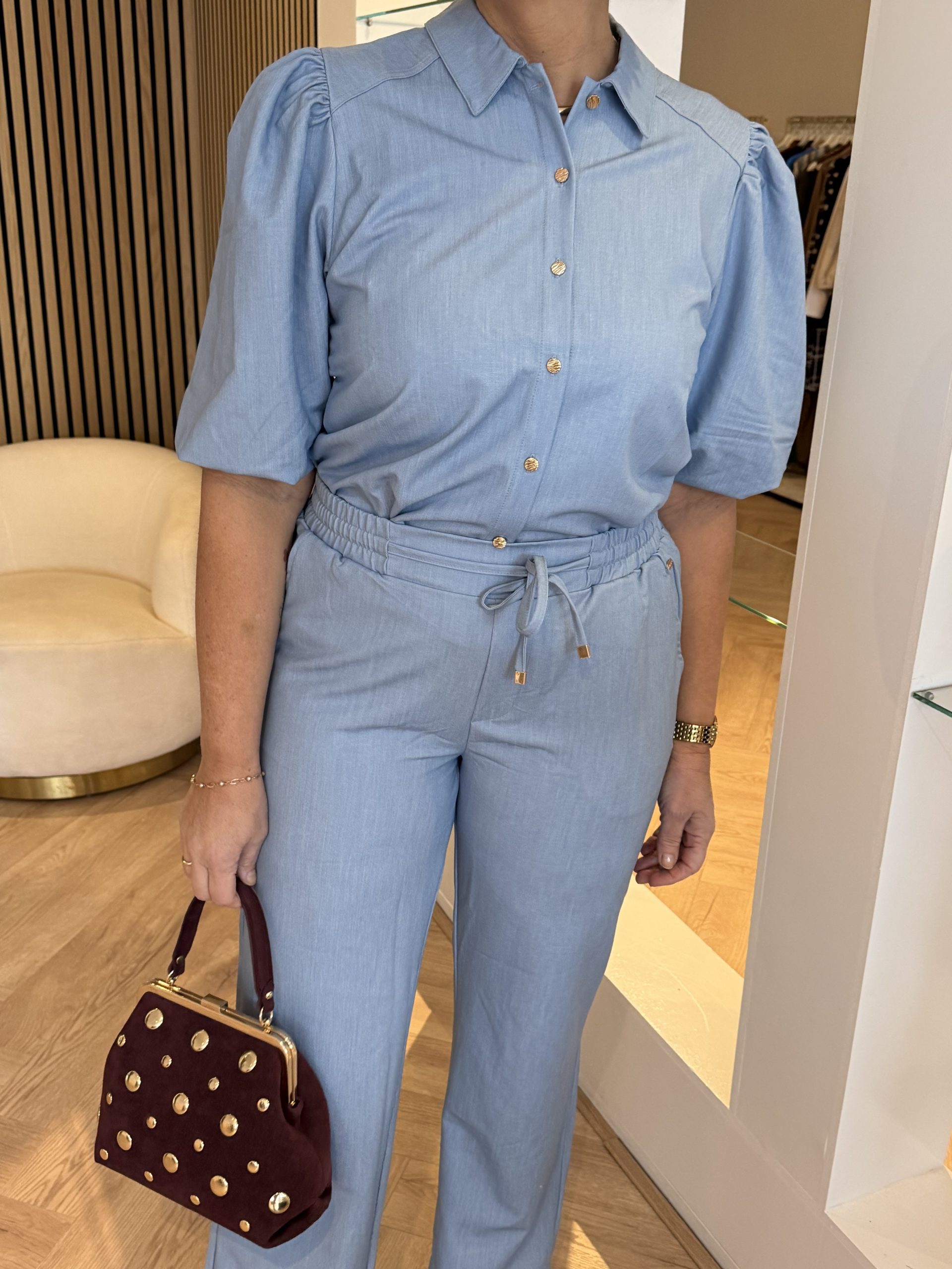 Kimara - Belle Blouse - Light Blue Denim