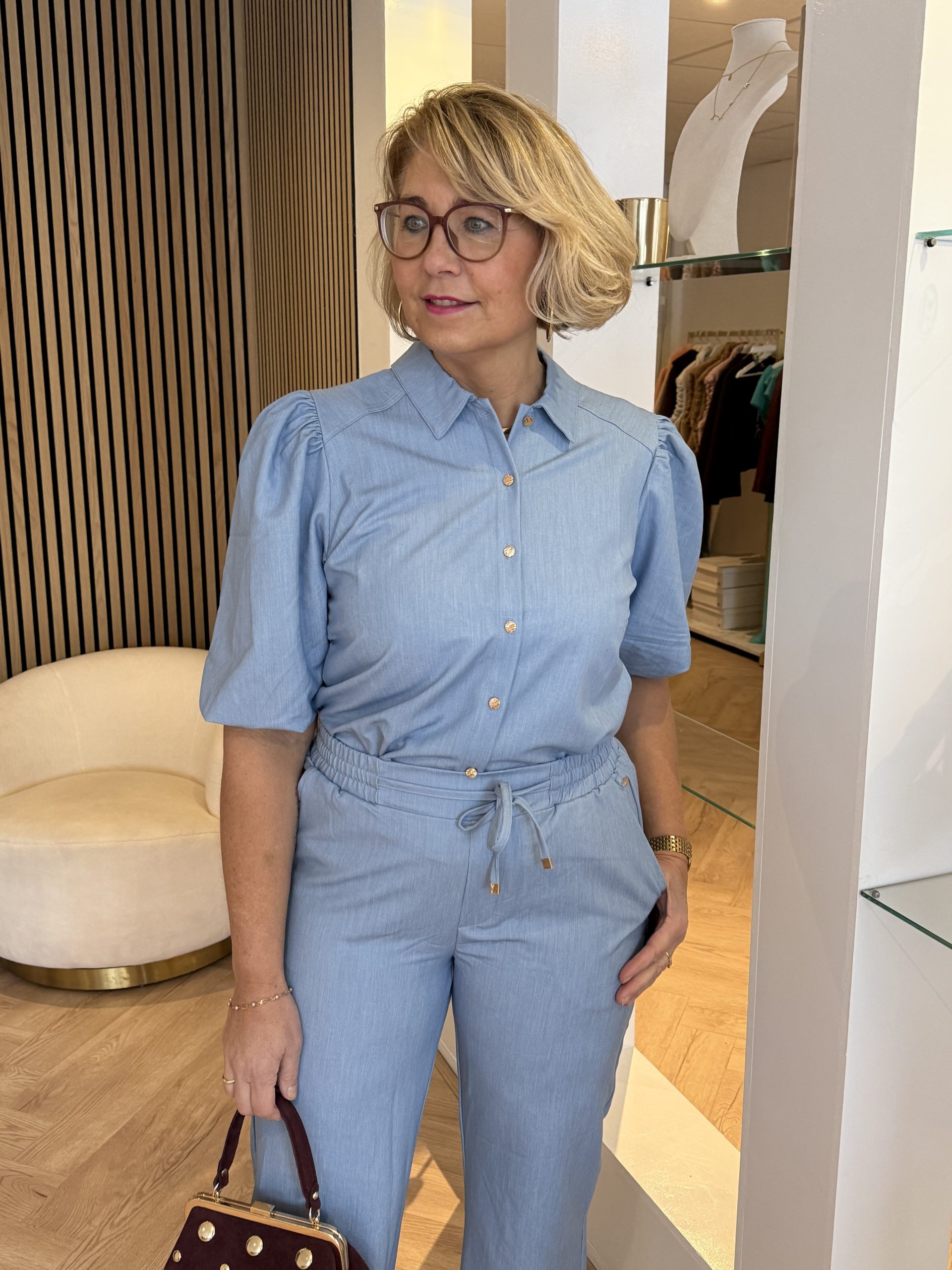 Kimara - Belle Blouse - Light Blue Denim