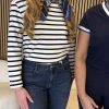 Red Button - Jerry V-neck Striped Rib - darkblue