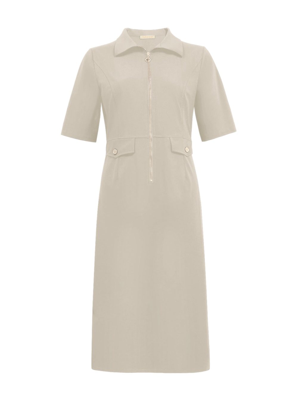 Triple Nine - Dress short sleeves with zip - Beige