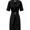 Triple Nine - Dress with broad collar and belt - Black