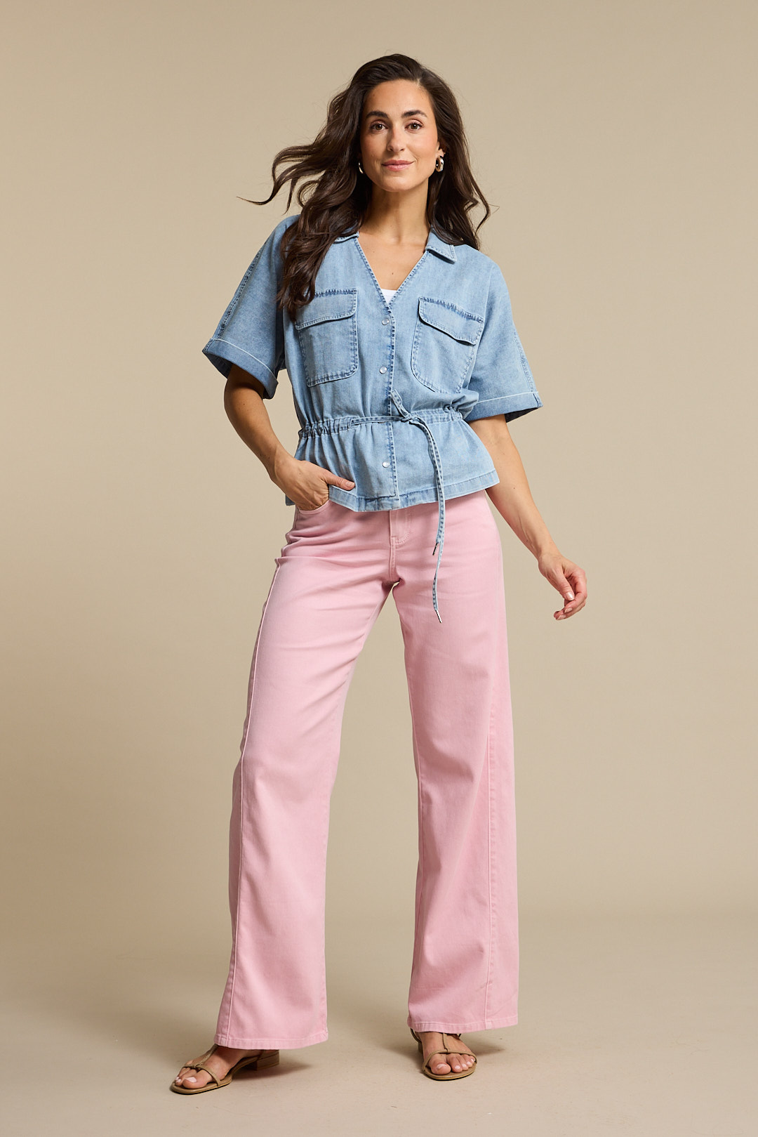 Red Button - Claudette Slanted Seams Twill L33 - Blossom-L33