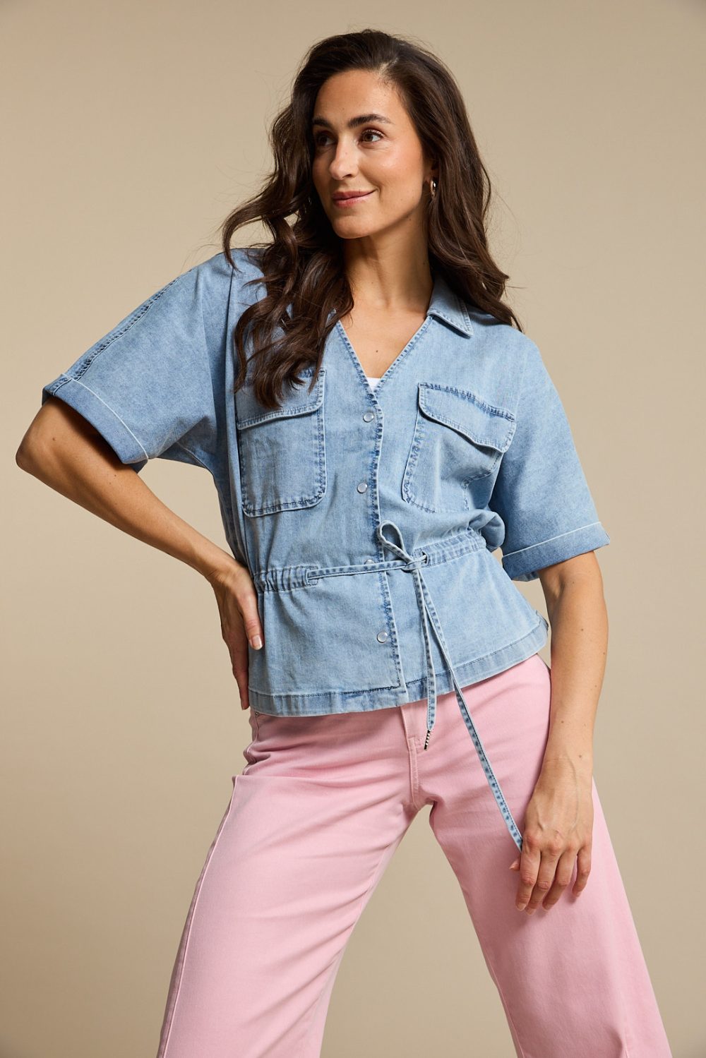 Red Button - Mia Denim Long Jacket - lightblue