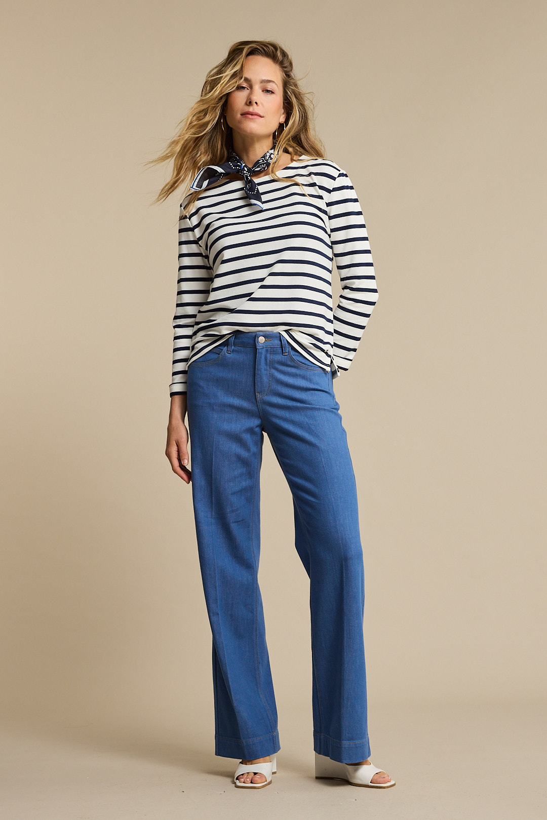 Red Button - Terry Stripe & Scarf - Darkblue