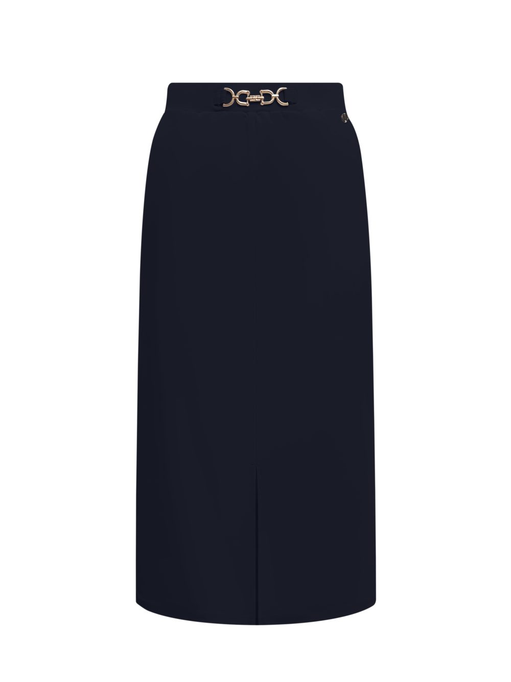Triple Nine - Skirt with split and gold buckle - Navy