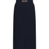 Triple Nine - Skirt with split and gold buckle - Navy